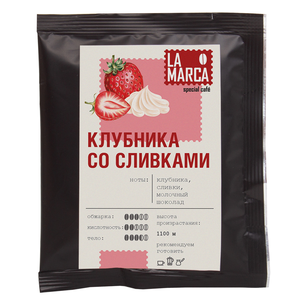 : клубника со сливками дрип-кофе la marca, н-р 6 шт.