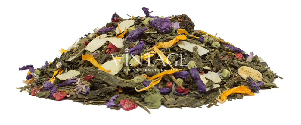 изображение: зеленый чай с добавками "бенгальские огни"
