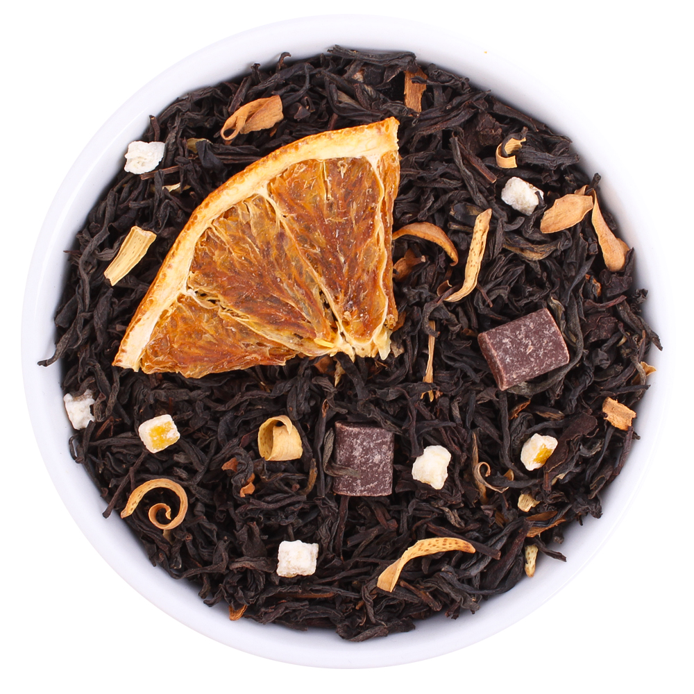 : черный чай с добавками "апельсин в шоколаде"