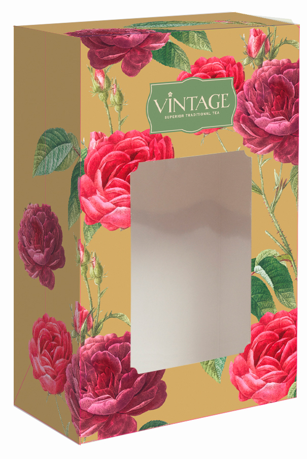 : коробка малая с окном "чайная роза" опт с лого  12х6,5х18,5