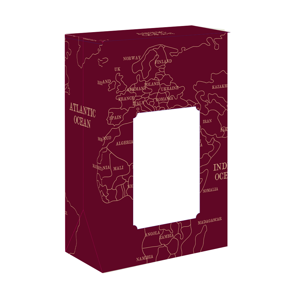 : коробка малая с окном "карта бордо" опт без лого