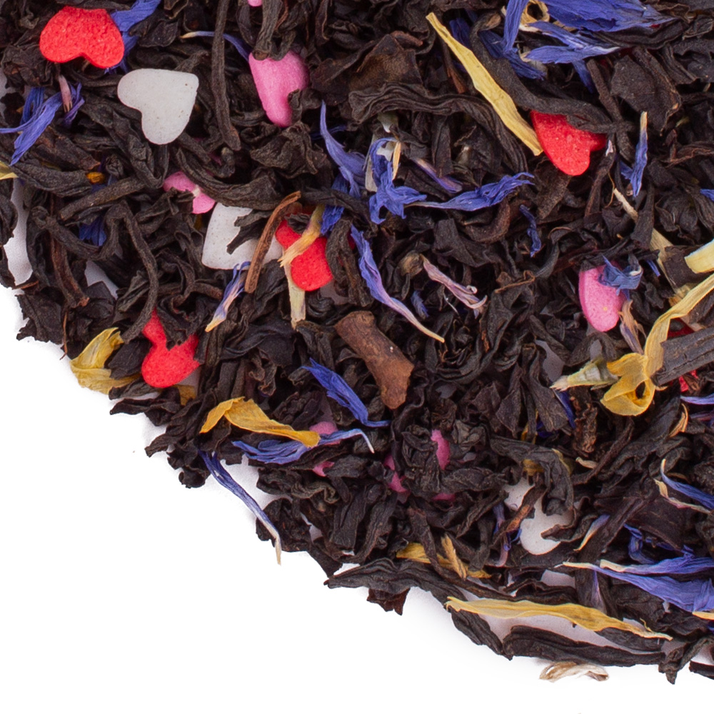 : черный чай с добавками "сердце мальвины"