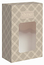 : коробка малая с окном "аргайл бежевый" опт с лого 12х6,5х18,5