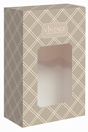 Коробка малая с окном "Аргайл бежевый" ОПТ с лого 12х6,5х18,5