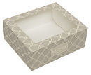 : коробка разборная с окном "аргайл бежевый" опт с лого 22х19х8