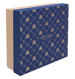 Коробка "Ампир" синяя ОПТ с лого 24х24х9